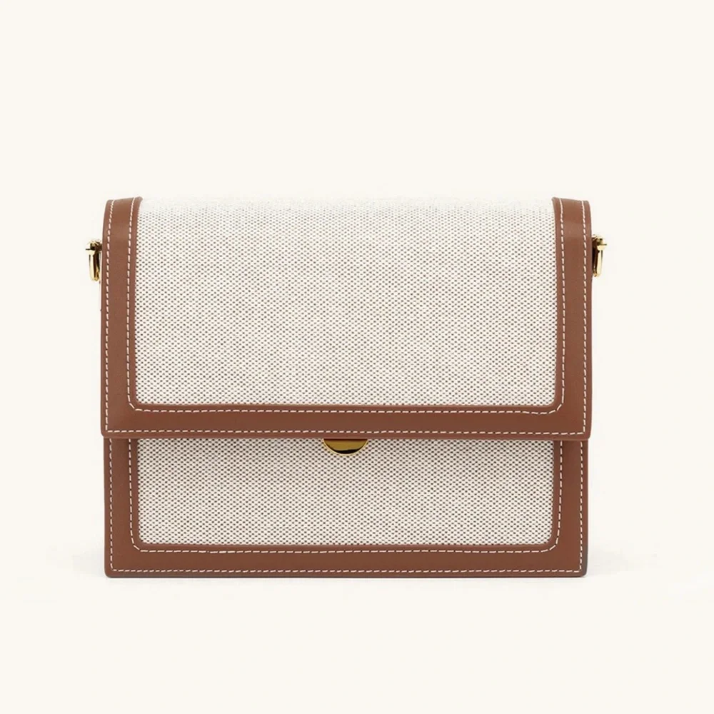 JW PEI Mini Flap Crossbody Beige Canvas & Vegan Camel Leather Trim Bag NWOT - Picture 15 of 15